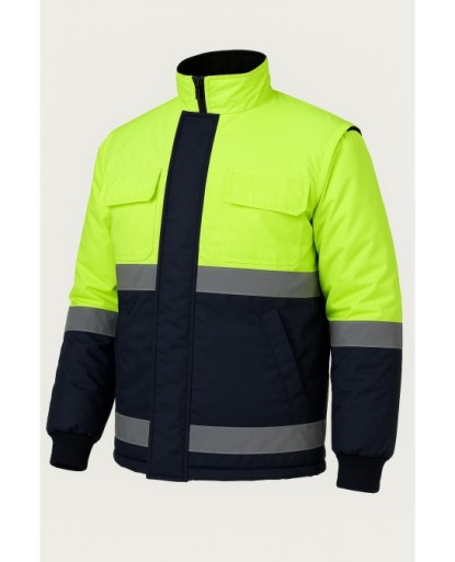 İki Renkli Çıkma Kollu Mont